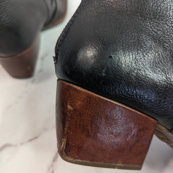 Kork Ease Kissel Booties Black Leather Block Heel Square Toe - Picture 5 of 12